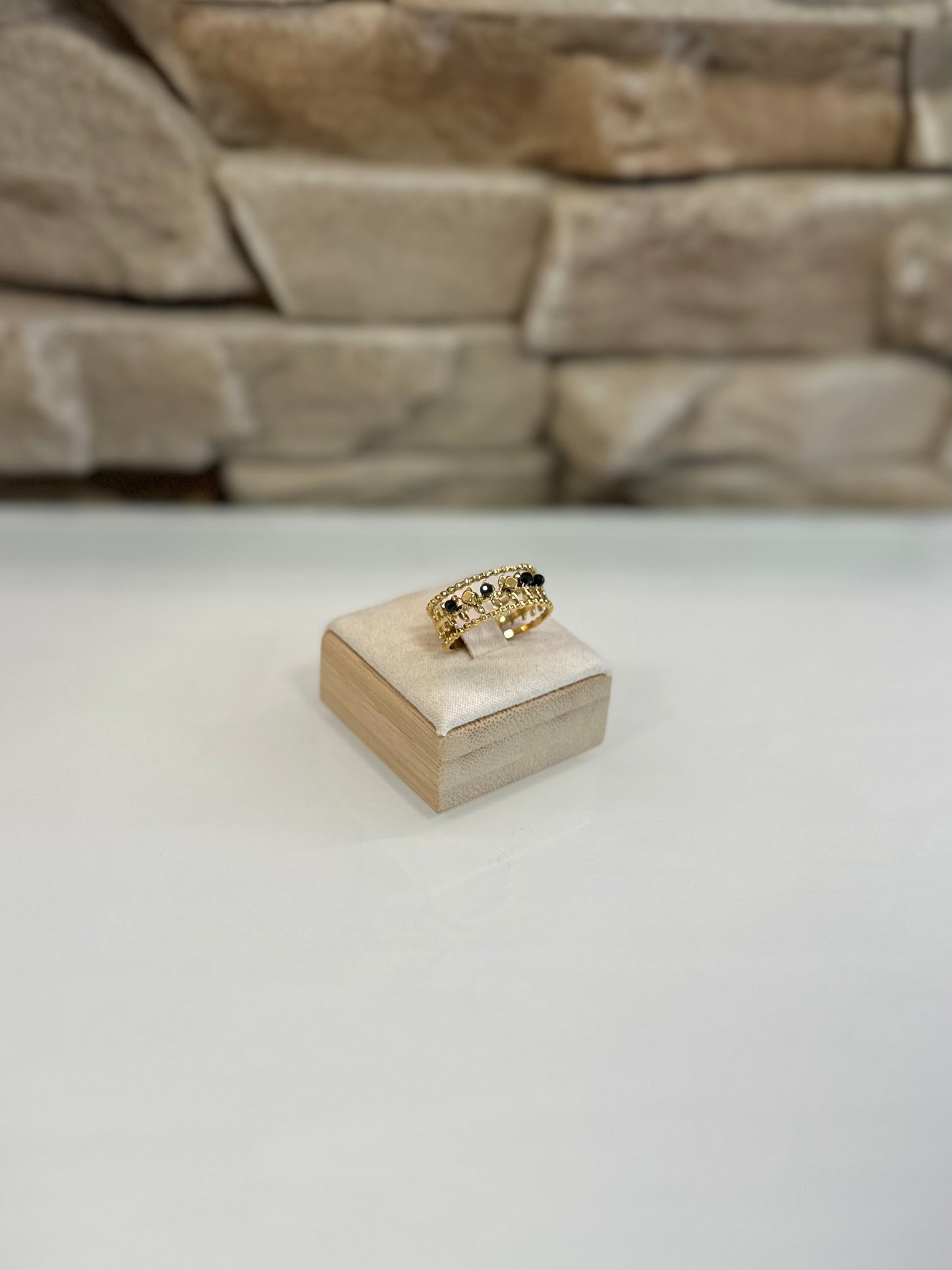 Bague doré en acier inoxydable