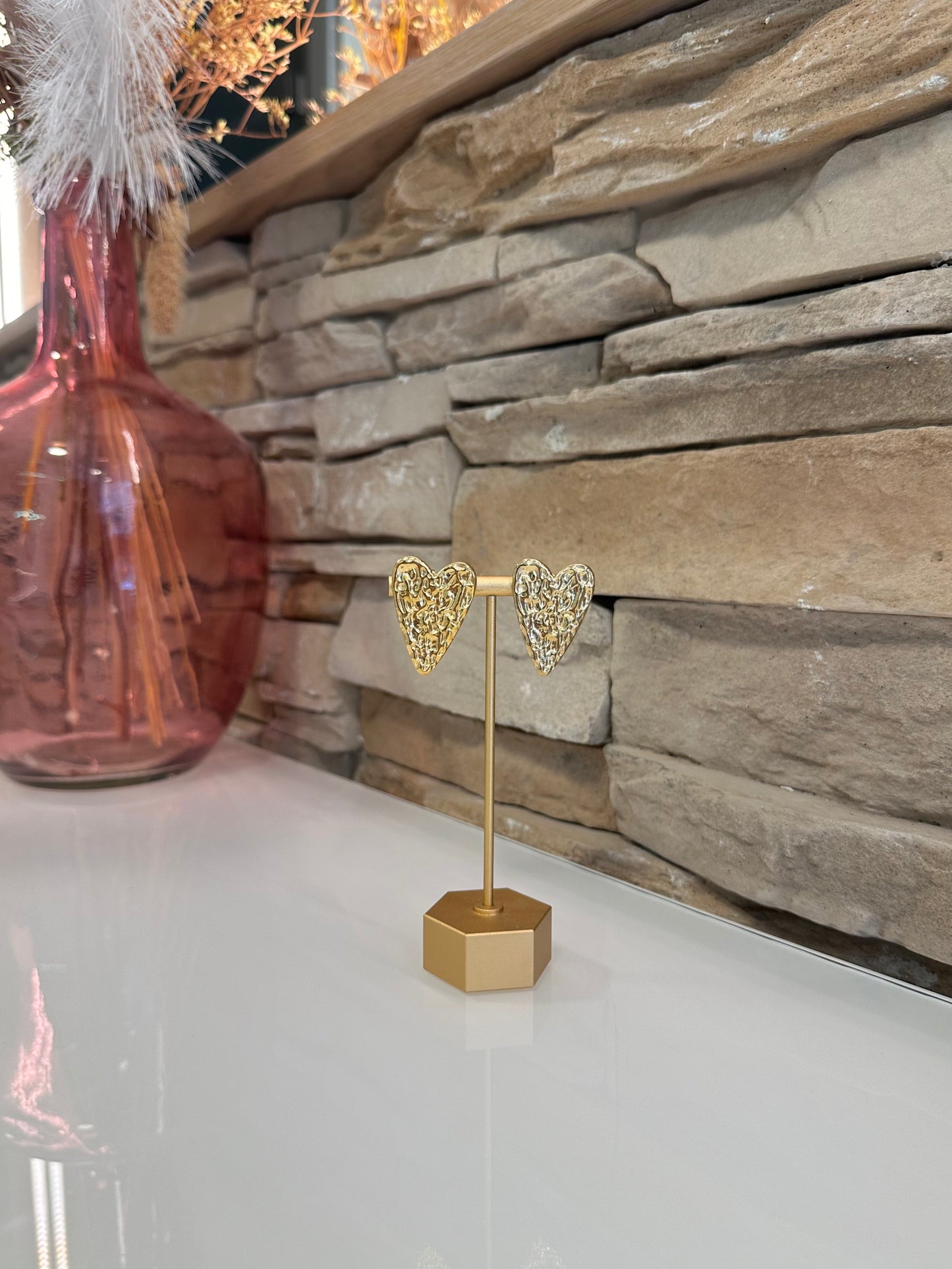 Boucles d'oreilles dorées en coeur