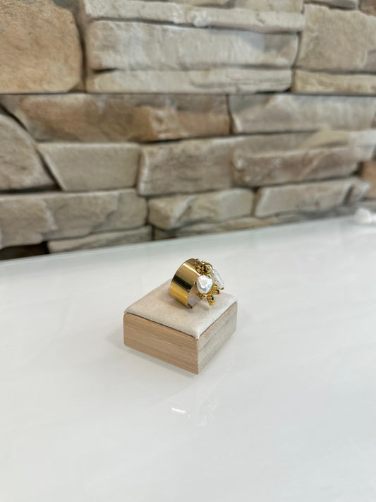 Bague ajustable en acier Inoxydable doré à breloque