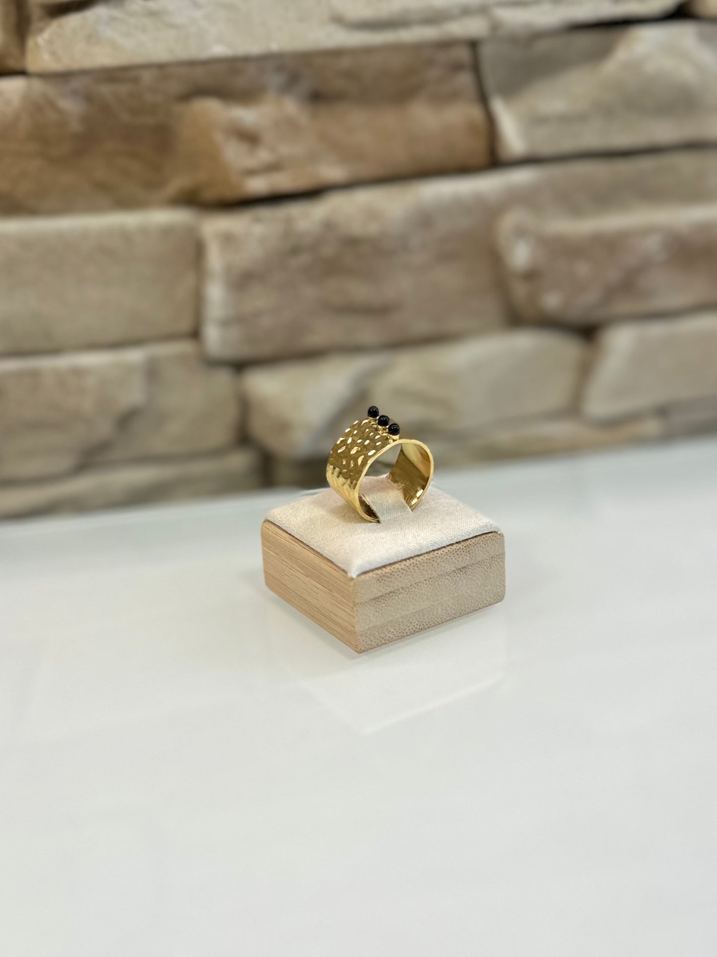 Bague doré en acier inoxydable doé