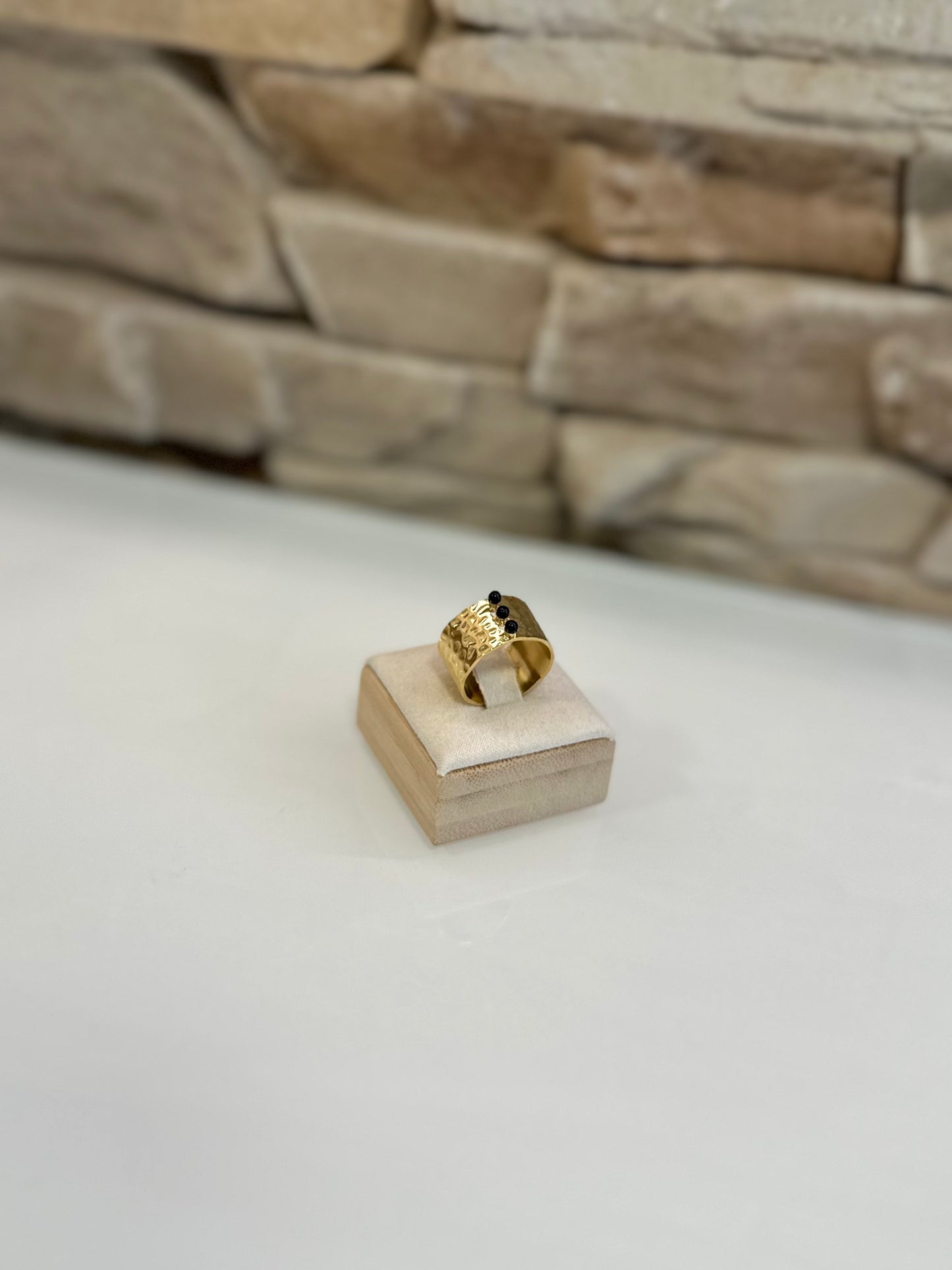 Bague doré en acier inoxydable doé