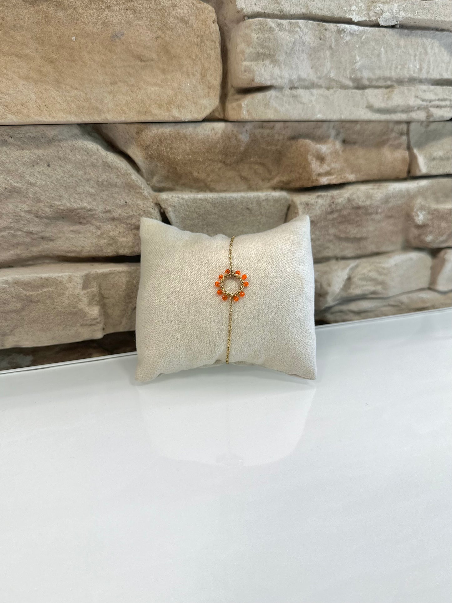 Bracelet doré et corail en acier inoxydable