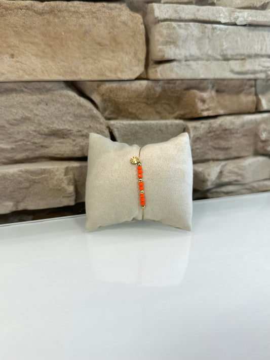 Bracelet doré en acier inoxydable doré et corail