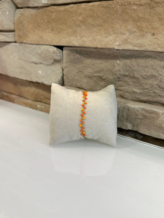 Bracelet doré en acier inoxydable tons corail & rouge orangé