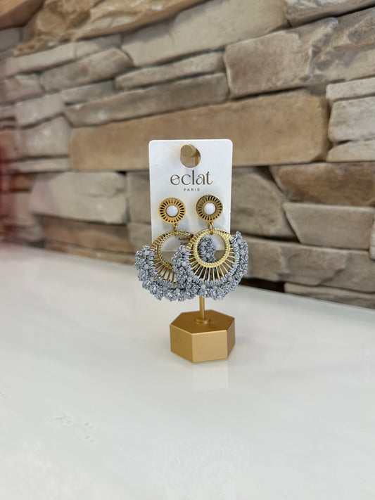 Boucles d'oreilles dorées/argentées irisé