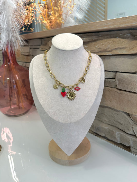 Collier en acier inoxydable doré avec breloque