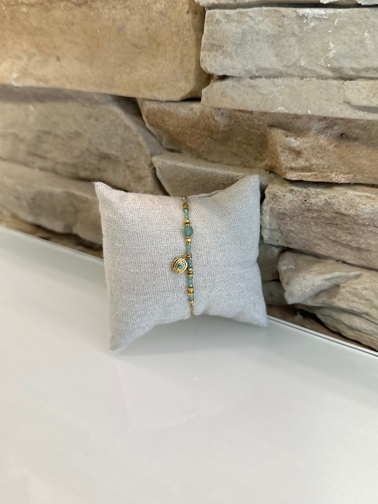 Bracelet doré et bleu océan en acier inoxydable